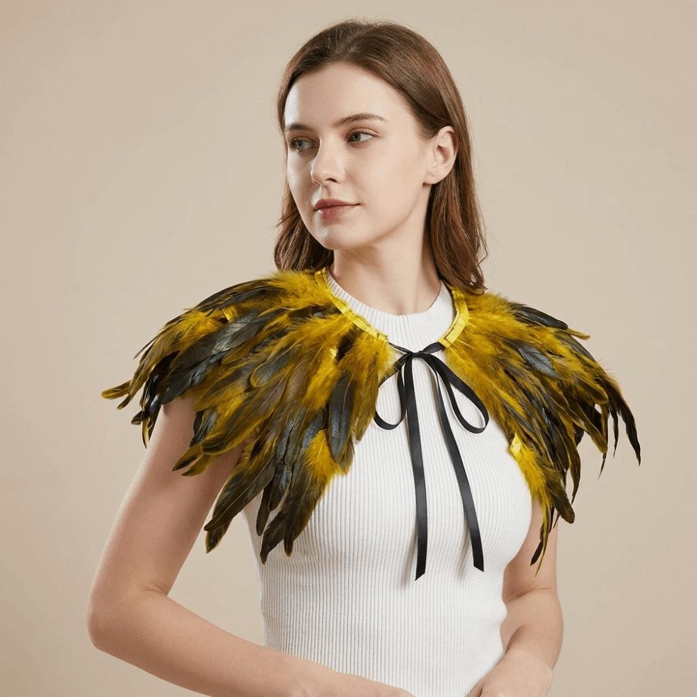 Luxury Feather Shawl Punk Shoulder Fake Collar Fashion Feather Shrug Shawl Women