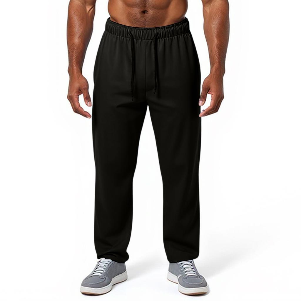 Men's Lightweight Open Top Sports Pants Straight Leg Fitness Casual Pants With Pockets