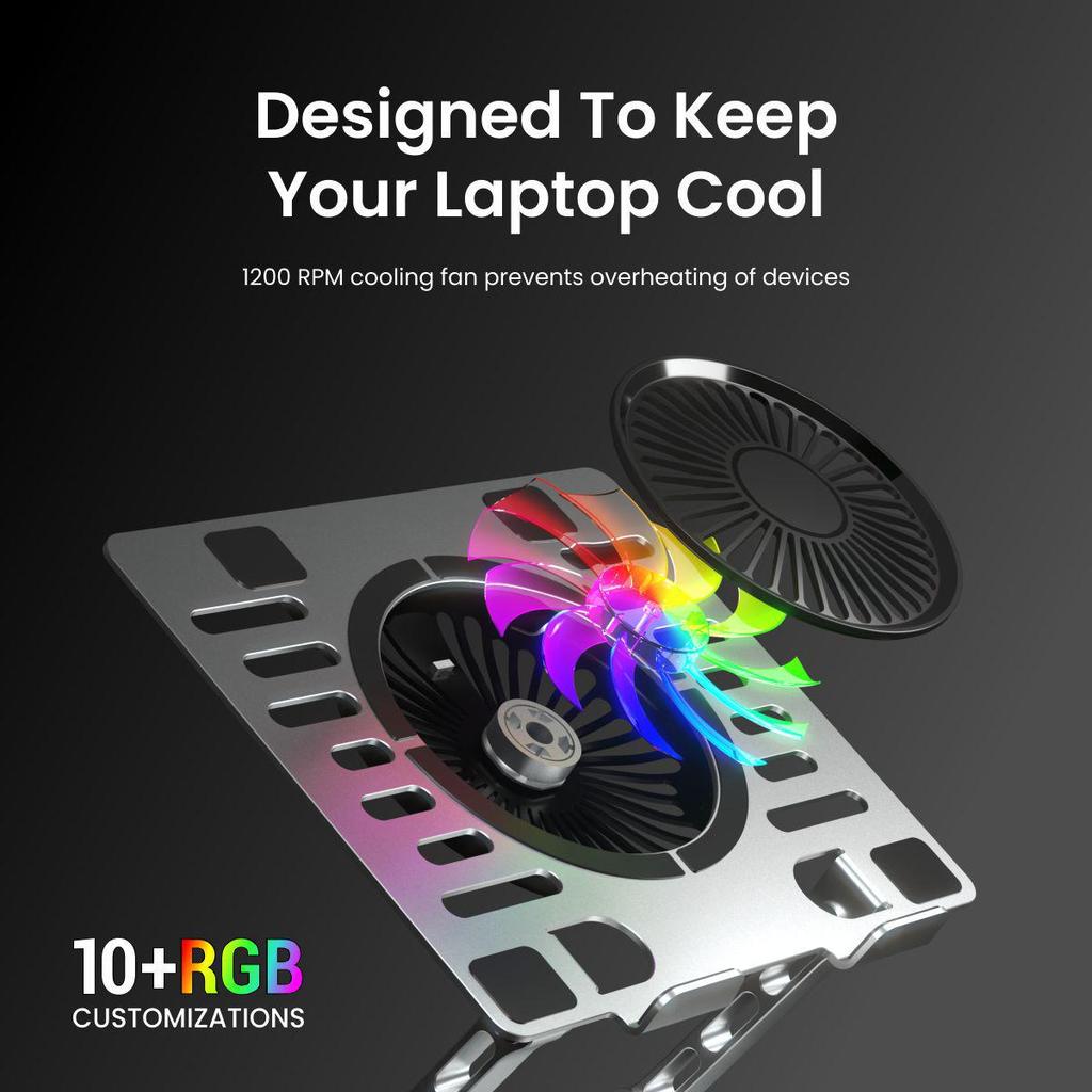 Регулируемая алюминиевая подставка-охладитель для ноутбука с RGB-подсветкой X16