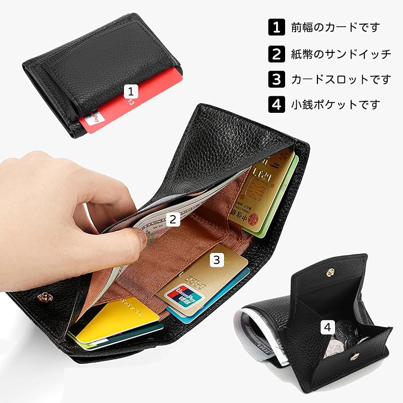 [PORRASSO] кошелек женский для девушки мини-кошелек кошелек из коровьей кожи тройного сложения кошелек тройного сложения Модный милый Популярный легкий тонкий с отделением для монет