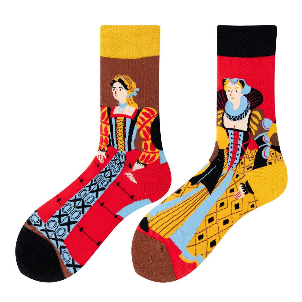 Asymmetric Colorful Christmas Cotton Socks for Couples