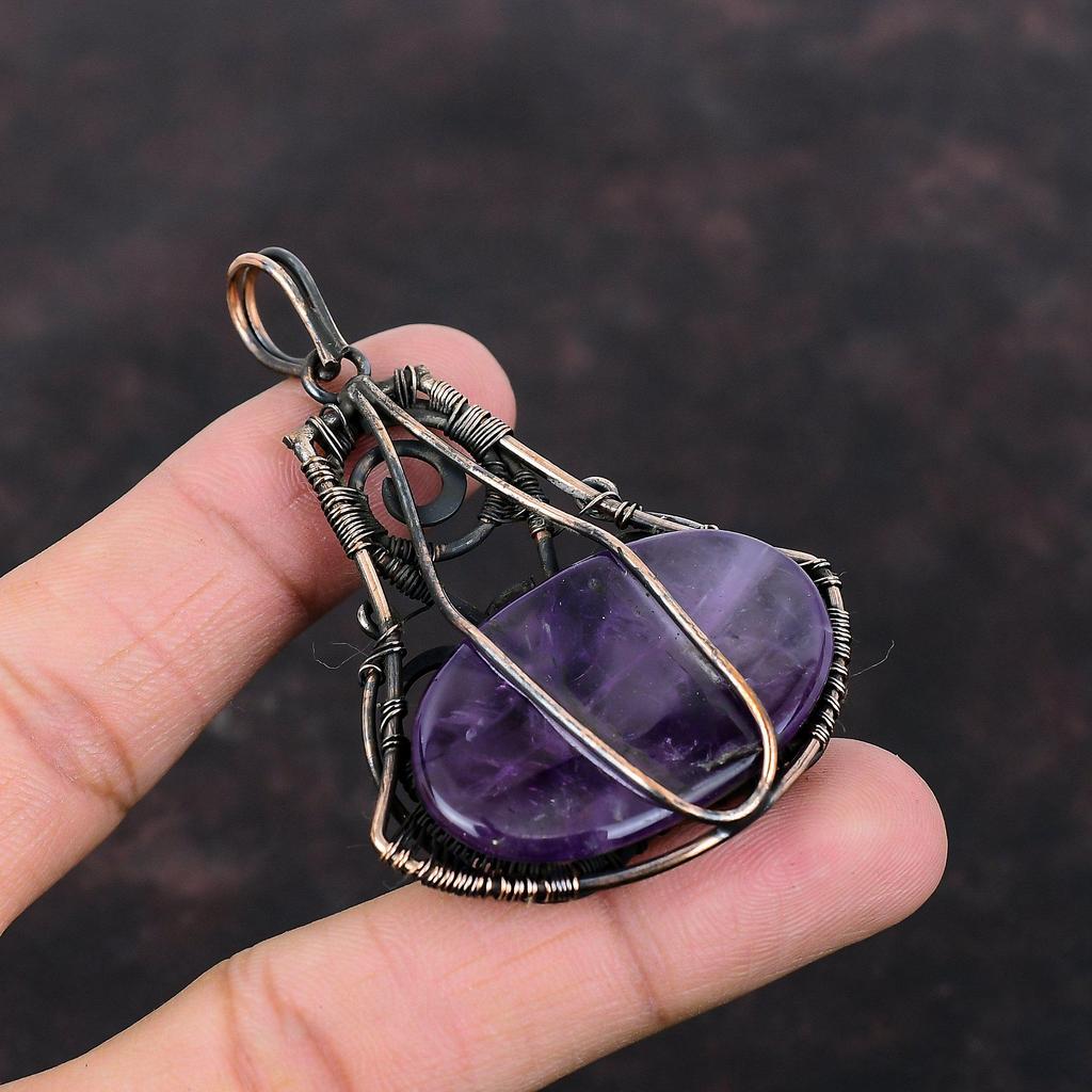 Звезда Аметист Кулон Медная Проволока Обернутая Ювелирные Изделия Очень Красивый Медный Кулон Драгоценный Камень Ювелирные Изделия Для Подарка Кулон Ручной Работы Обернутая Ювелирные Изделия