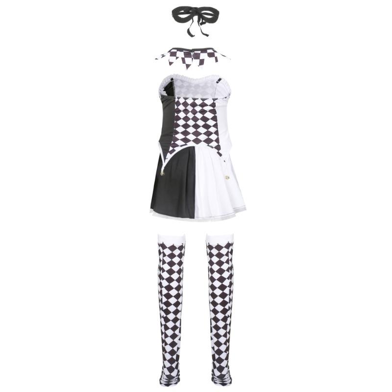 Plaid Clown Costume Devil Costume, Black and White Witch Kuila Ghost Bride Halloween Costume, Performance Costume