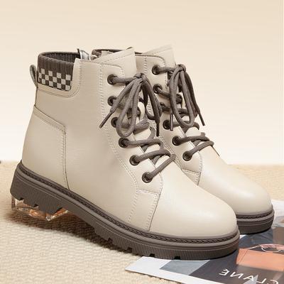 Модные осенне-зимние теплые мягкие кожаные ботинки Chelsea Martin на толстой подошве модные женские ботинки с круглым носком на молнии с защитой от скольжения