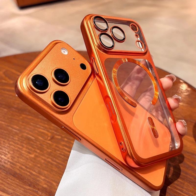 Magnetic Clear Luxury Plating Phone Case For iPhone 17 Pro Max 17Pro 17 For Magsafe Wireless Charge Case Camera Protection Cover