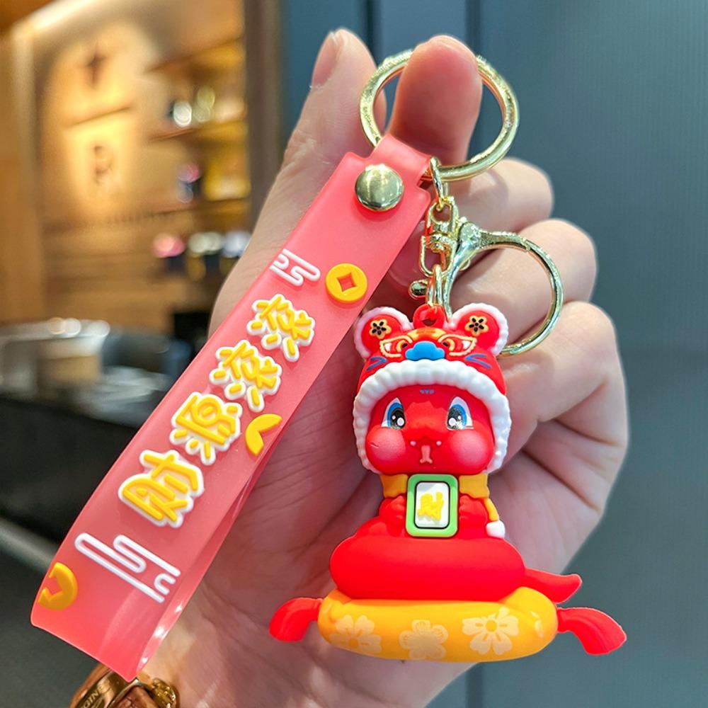 Танец льва 2025 Новогодний кулон Брелок в виде счастливой змеи Милый брелок-змея Украшение