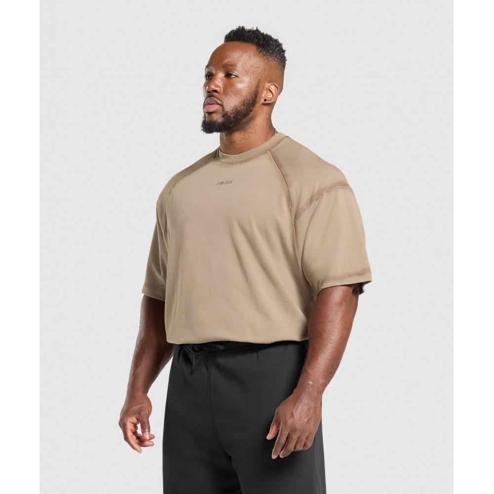 Gymshark Футболка HeavyweighT LifeStyle Brown A2b9p Nc0s
