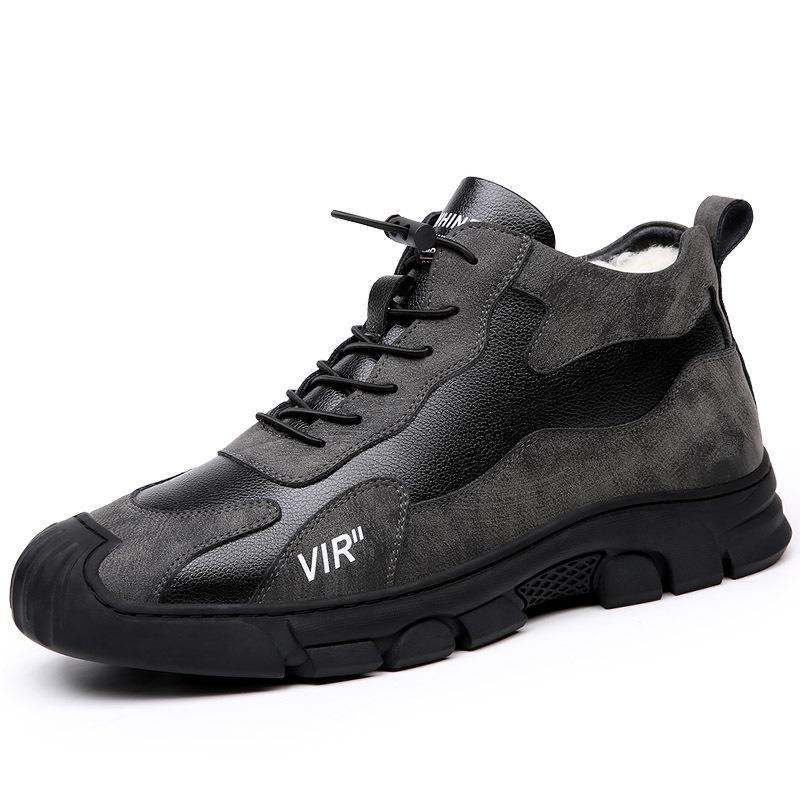 Хлопковые туфли мужские зимние кожаные шерстяные нескользящие и теплые высокие уличные повседневные i туфли хлопковые ботинки на толстой подошве и толстой подошве