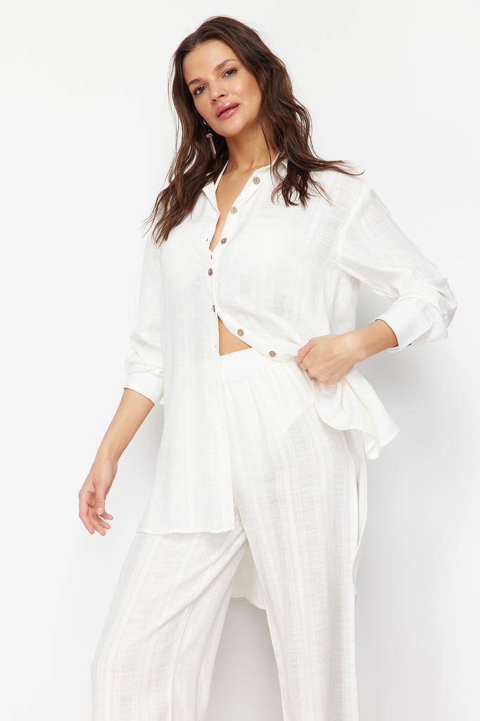 Женская модная новая рубашка синяя тканая рубашка