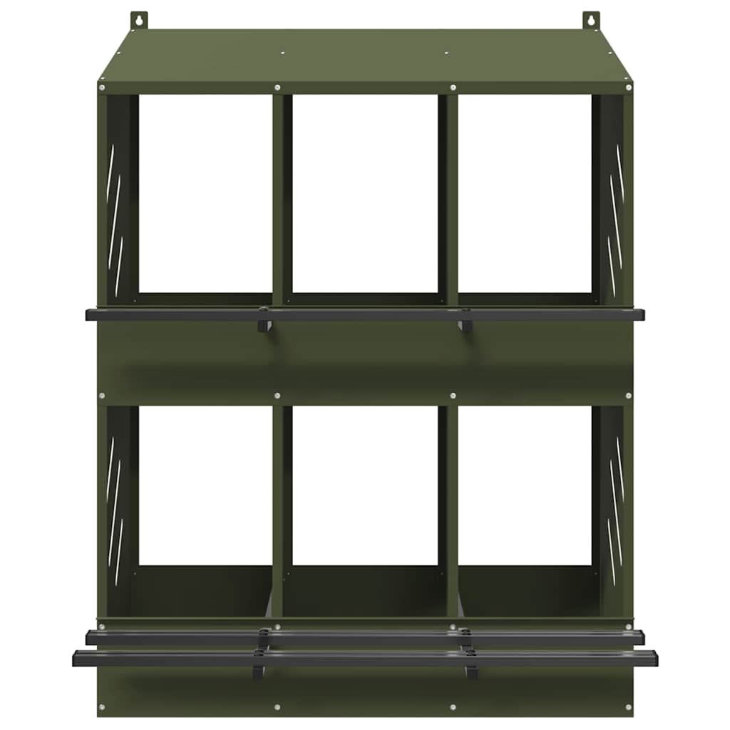 6 Compartment Chicken Nesting Box Olive Green Metal
