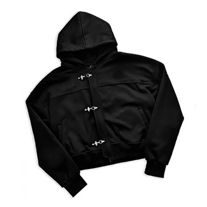 Unisex Oversized Hooded Zip-Up Sweatshirt With Embroidered Letter Design Streetwear Casual Long Sleeve Pullover