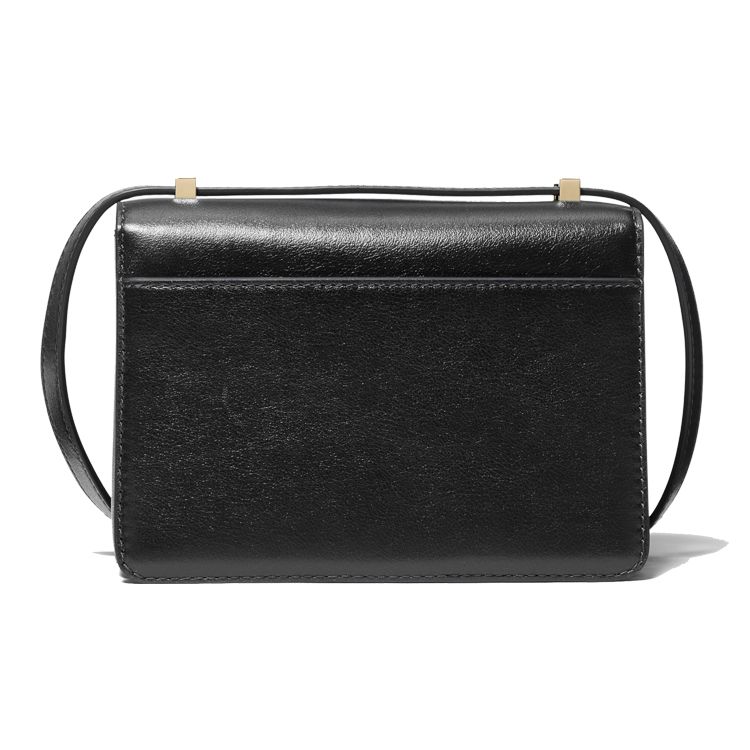 Michael Kors MK Хендрикс Логотип-буква Золотая пряжка Однотонный Французский Минималистичный Кожаный Сумка через плечо Сумка на плечо Женские сумки Черный 32F0G1HC0L-001
