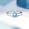 S925 Sterling Silver Open Square Ring with Blue Aquamarine - Fashionable Light Luxury Niche Design for Women’s Index Finger