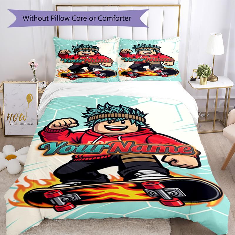Roblox 95 Customize your name Bedding Set Breathable Duvet Cover with Pillowcases Home Decoration Birthday Gift