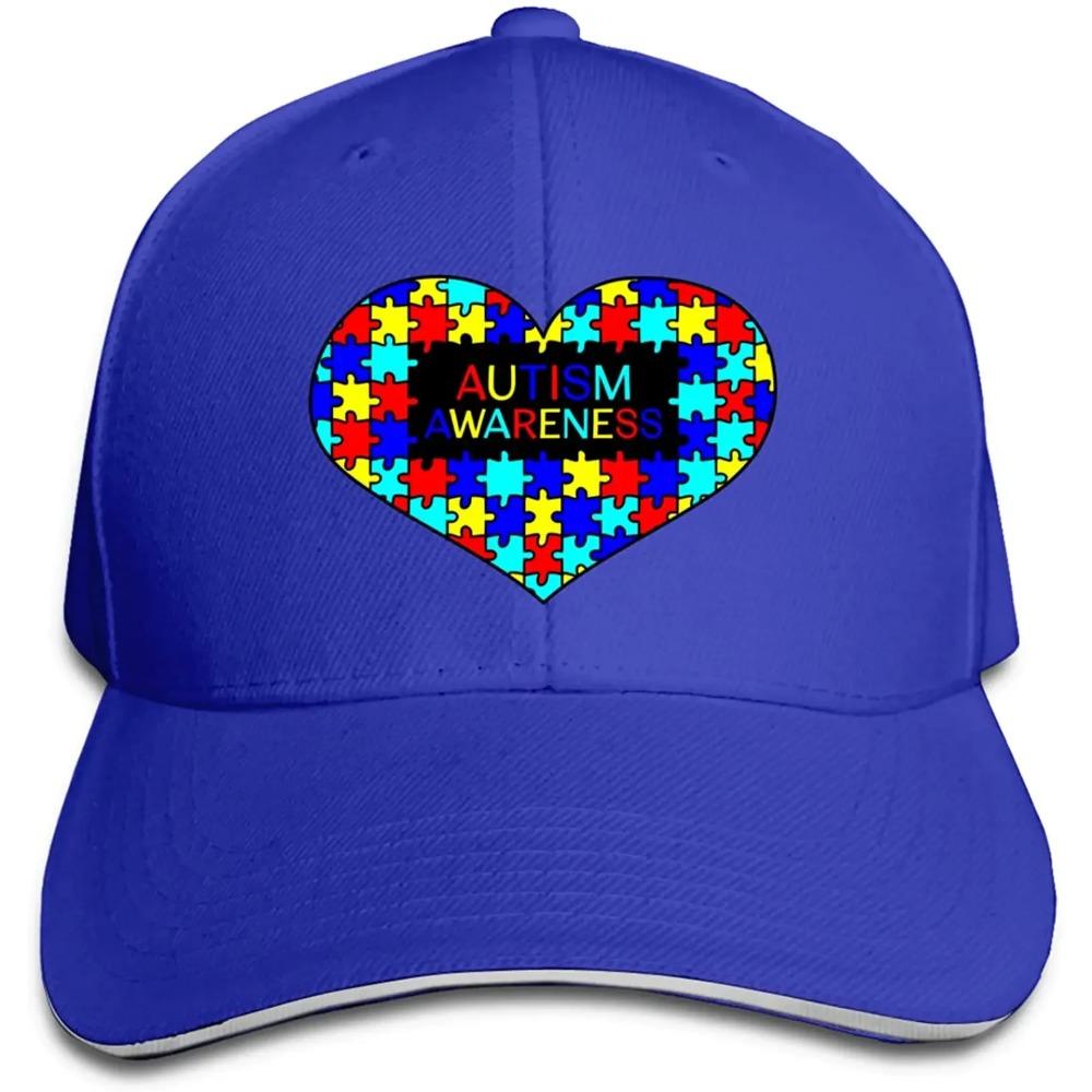 Бейсболка унисекс Love Heart Autism Awareness Регулируемая кепка-сэндвич Кепка-хип-хоп шляпы