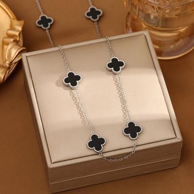 Ожерелье с десятью цветками, ожерелье с клевером на удачу, не тускнеющее модное ожерелье из титановой стали с перламутром