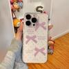 Transparent Polka Dot Pink Bow Phone Case for Apple 16 Pro Max, 14, 15, 16, 12