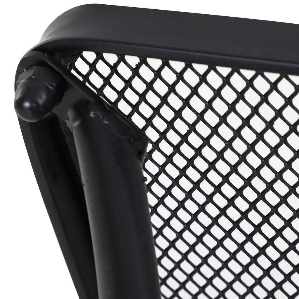 45cm Square Garden Table. Outdoor Metal Bistro Side Desk with Mesh Top. Black