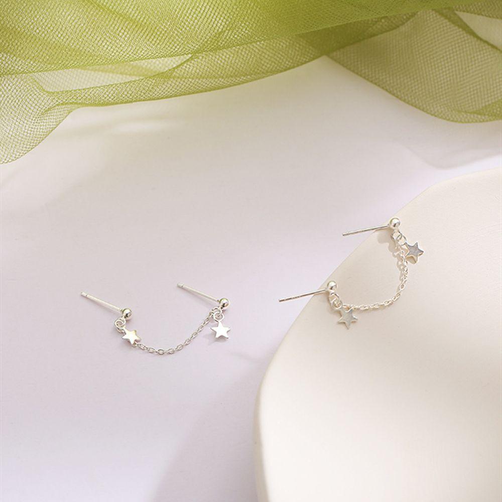 Gifts Star element Fashion Double ear hole Stars Star Stud Earrings Romantic Tassel