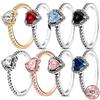 New Heart Shaped Ring 925 Sterling Silver Shiny Various Colors Ring Classic Luxury Charm Exquisite Jewelry Surprise Gift