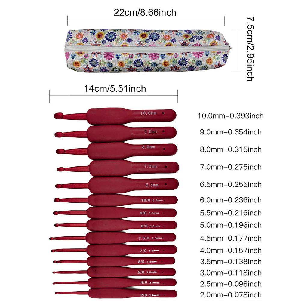 14 шт. эргономичный крючок для вязания, ткачества, рукоделия, 2,0 мм-10 мм, эргономичный крючок для начинающих любителей