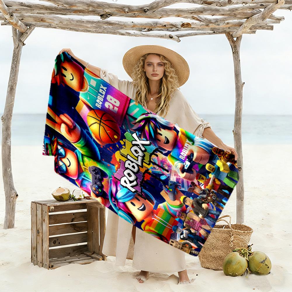 Roblox Beach Towel Super Soft Absorbent Comfortable Lightweight Suitable for Sports, Travel, Swimming, Yoga, Bathroom, Beach, And Pool
