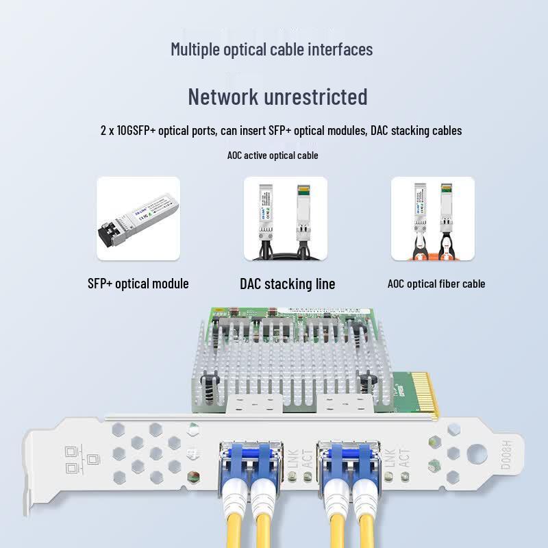 Двухпортовый оптоволоконный сетевой адаптер 10 Gigabit EB-LINK BCM57810S