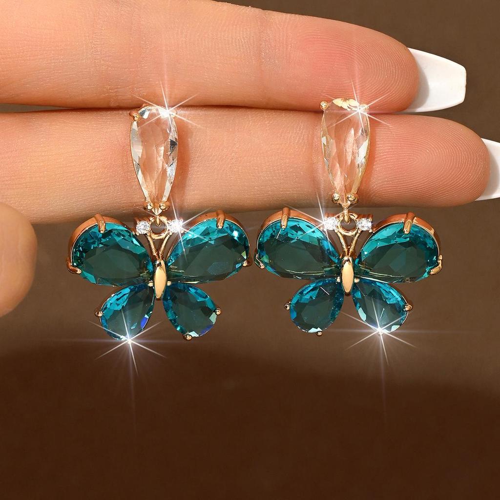 TEMU Rhinestone Butterfly Earrings - Elegant & Fashionable for All Occasions