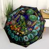 Складной зонт с узором «Тропическая мандала», портативный дизайн, 8 спиц, повседневный аксессуар для Хэллоуина, Рождества и подарков на день рождения.