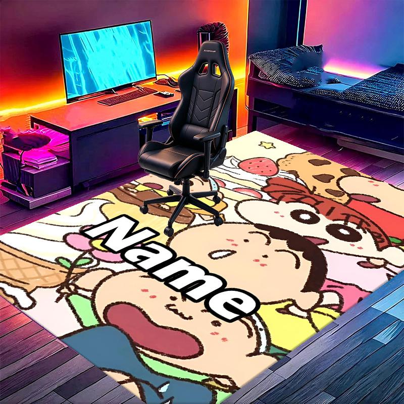 Custom Name Personalized Crayon Shin Print Carpet, Versatile Home Decor Rug, for Playroom, Apartment, Balcony, Entryway, Hallway Gift