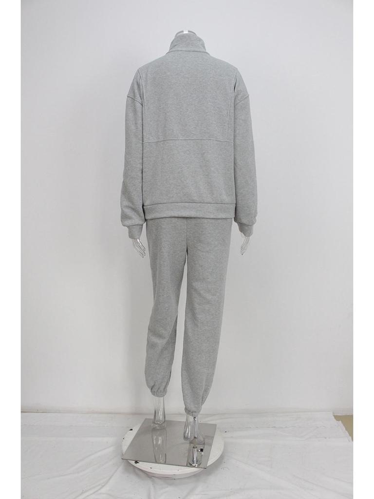 2025 Spring European & American Women's Two-Piece Fleece Sweatshirt Sporty Streetwear Set