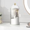 360-degree Rotating Makeup Organizer Box  Luxury Birdcage Style Cosmetic Storage with Transparent Cover and Dust-proof Design
