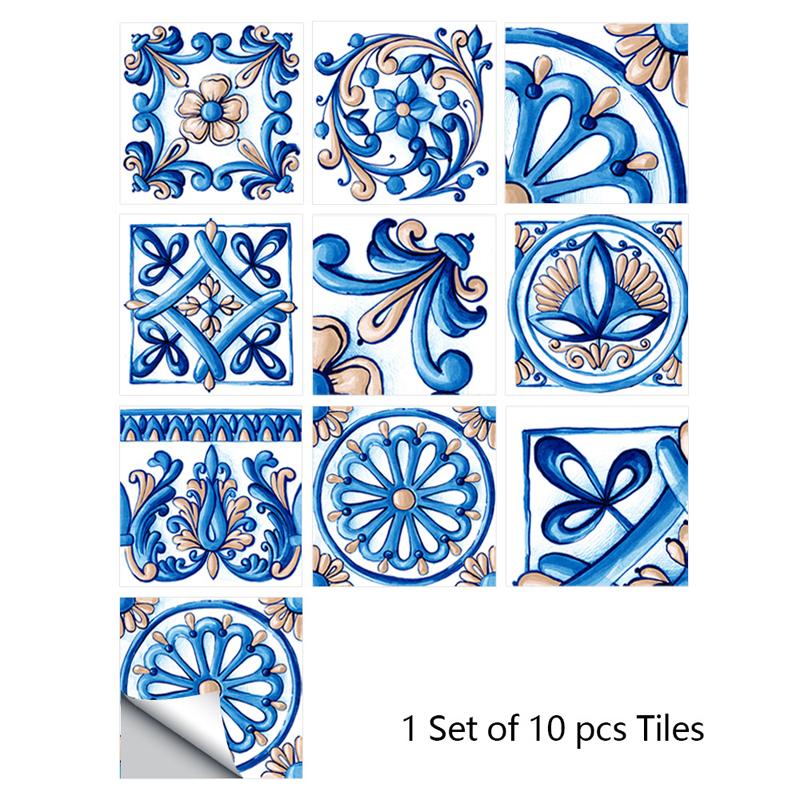 Ретро Абстрактный Принт Наклейки Плитка Ванная Мозаика Виниловая Плитка Кухня Самоклеящаяся Бордюр Наклейки на Стену Водонепроницаемые Обои Арт Мурал