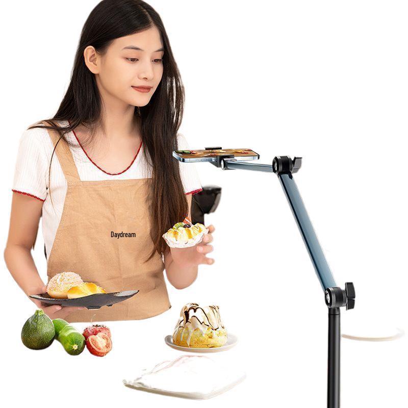 Multifunctional Floor & Bedside Mobile Phone Holder for Streaming, Overhead & Low-Angle Shots, Retractable Stand for Videos & TikTok