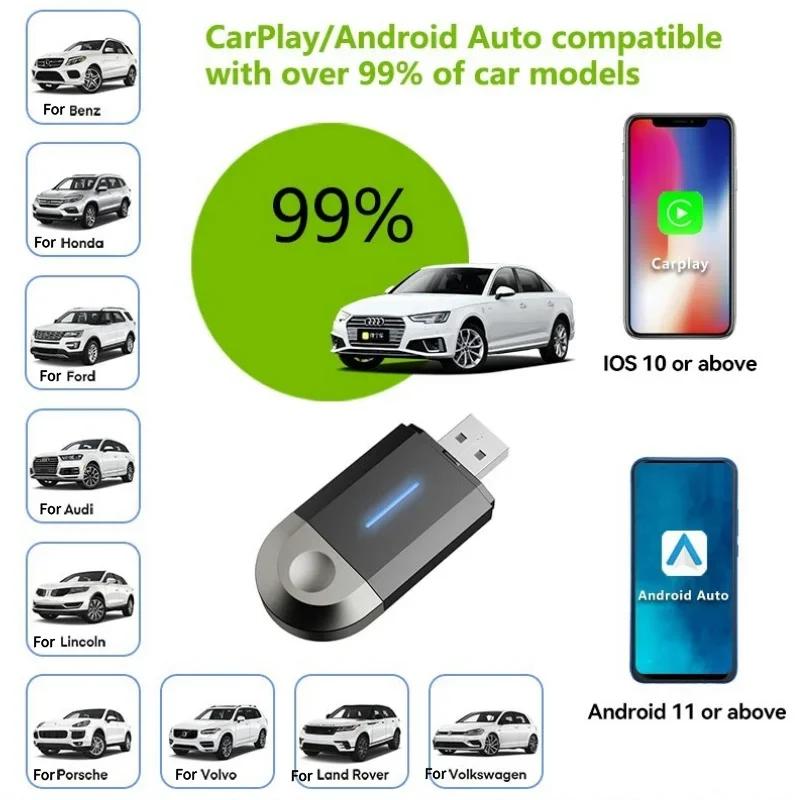 2 в 1 беспроводной CarPlay Android Auto Apple Carplay адаптер Mini AI Box Plug And Play автомобильный адаптер подключение автомобильные аксессуары