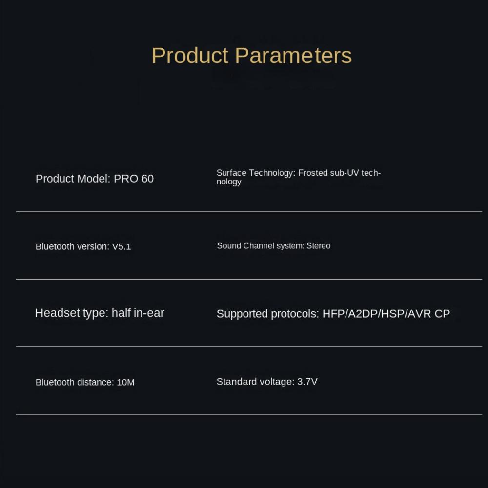 С микрофоном TWS Pro60 Bluetooth наушники с креплением на ухо портативные спортивные