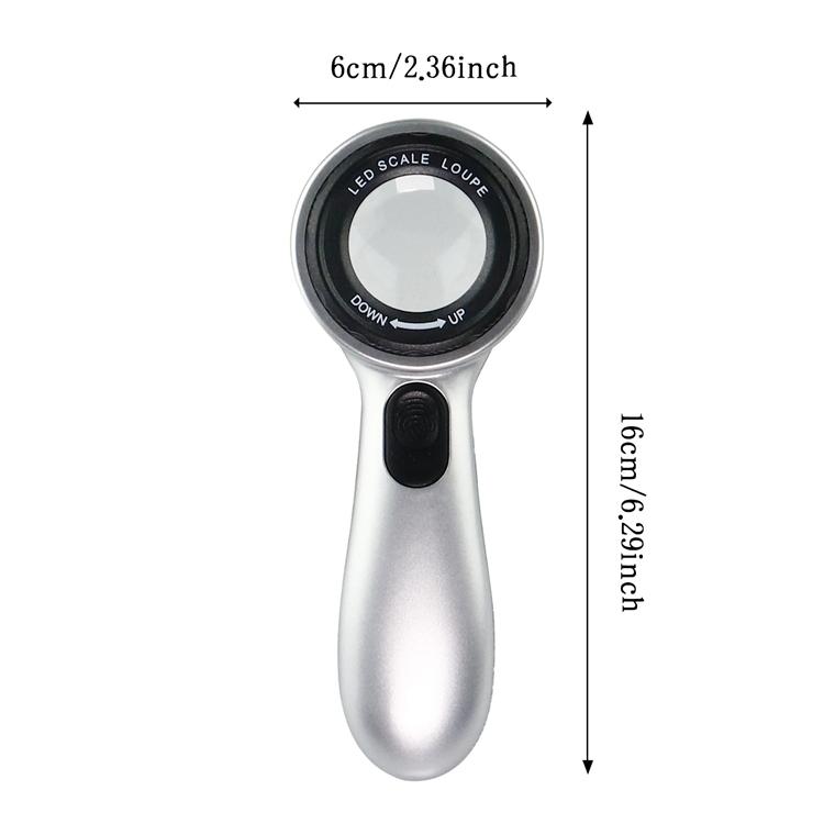 30x Handheld Magnifier Usb Rechargeable Magnifying Glass With 12 Led Four-color Light Scale Jewelry Lupa For Identification