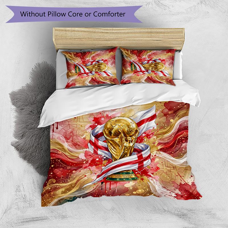 England Football Printed Bedding 3 Piece Set Cozy Breathable Bed Cover Set as Housewarming Holiday Gift