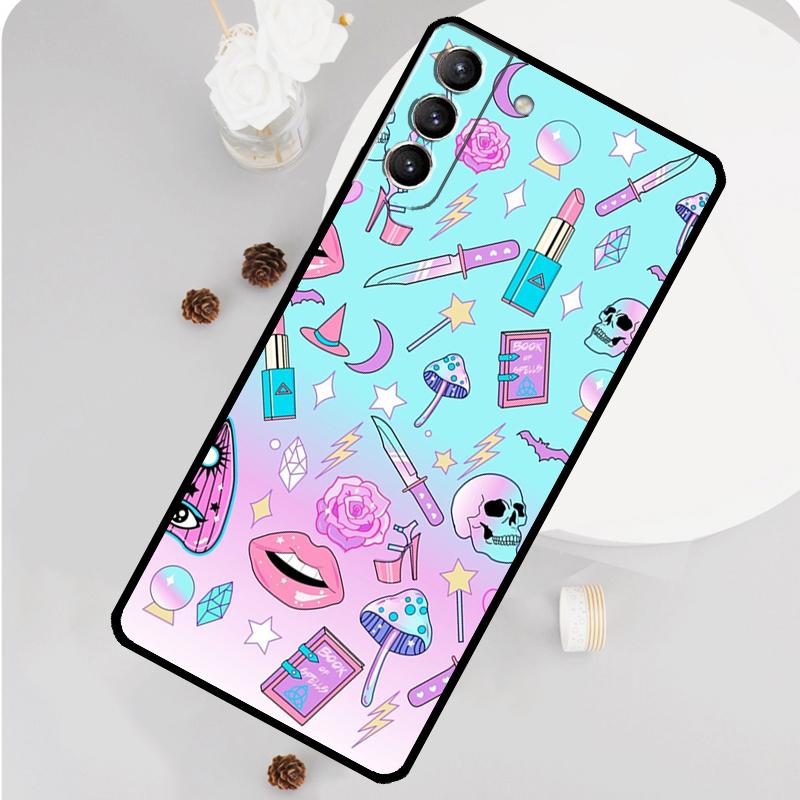 Девичий Пастельный Ведьминский Гот-Узор Чехол для Телефона Для Samsung Galaxy S25 S26 Ultra S20 S21 S22 S23 S24 S10 Plus S25 FE Чехол