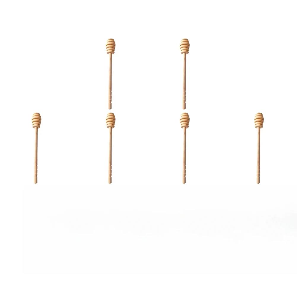 1/2/6pcs Wooden honey mixer stick coffee jam milk mixer stick handle jar spoon honey scoop4