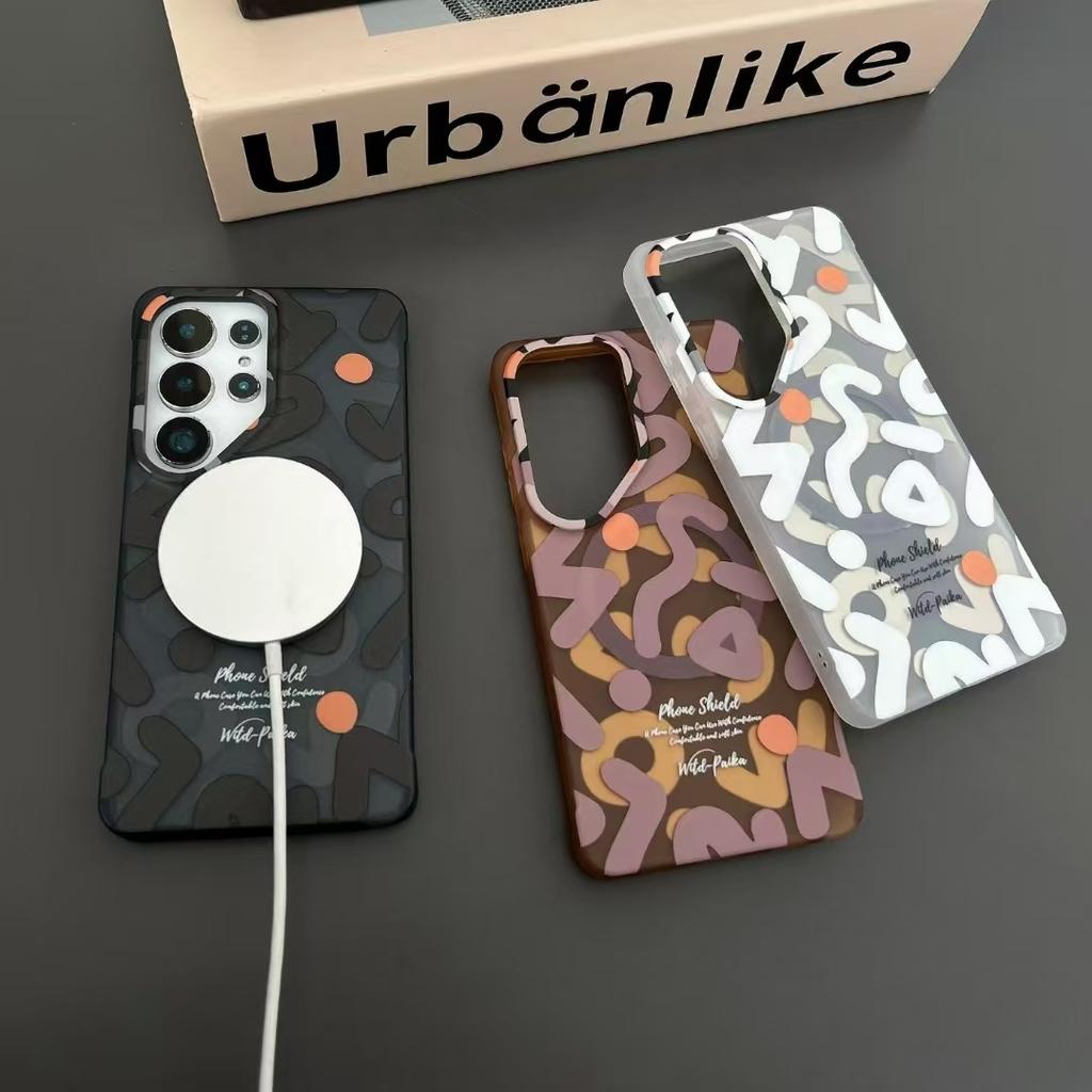Стильный модный чехол с граффити в стиле Ins для Samsung Galaxy S26 Ultra /S25 Ultra/S24 Ultra/S25 S24 Магнитная беспроводная зарядка Прозрачная крышка