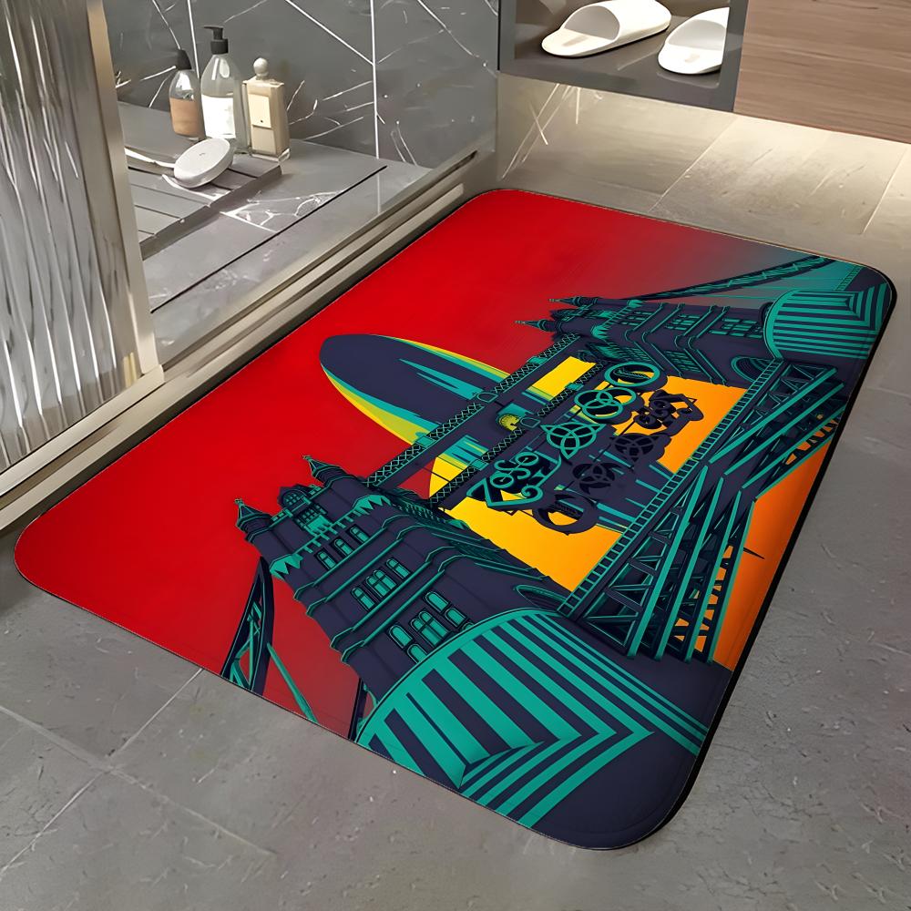 Music Z-Zeppelin Floor Mat Soft Flannel Entrance Door Mat Non Slip Absorbent Bathroom Bedroom Floor Rug