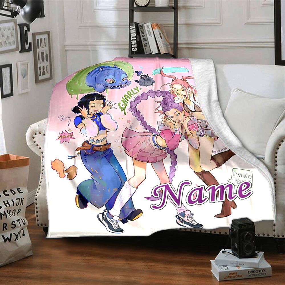 Custom Name Fantasy Character Collage Party Blanket For Couch Bed Plush Cozy Fuzzy Blanket Super Soft Warm Blankets For Fall And Winter 0916210