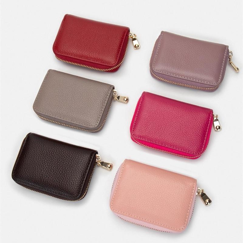 Держатель карт-гармошки из натуральной кожи с защитой от кражи RFID и застежкой-молнией для мужчин и женщин