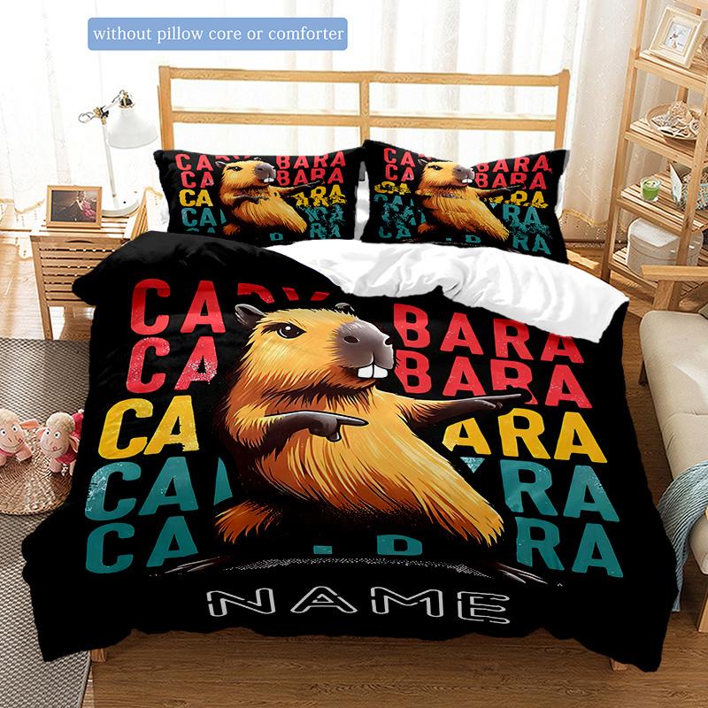 Capibara Customize Your Name Duvet Cover Soft Bedding Set For Bedroom Guest Room And Dorm Decoration Threepiece Set Includes 1 Duvet Cover 2