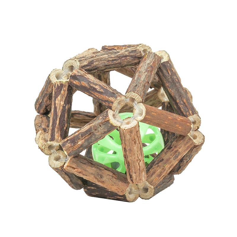Natural Silvervine Stick Ball Cat Toy with Bell – Interactive Kitten Chew Teeth Cleaning Toy