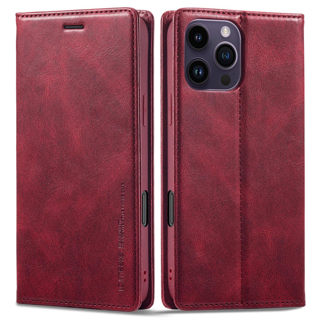 LC.IMEEKE Кожаный чехол для iPhone 16 Pro Max с блокировкой RFID и слотами для карт, чехол для телефона