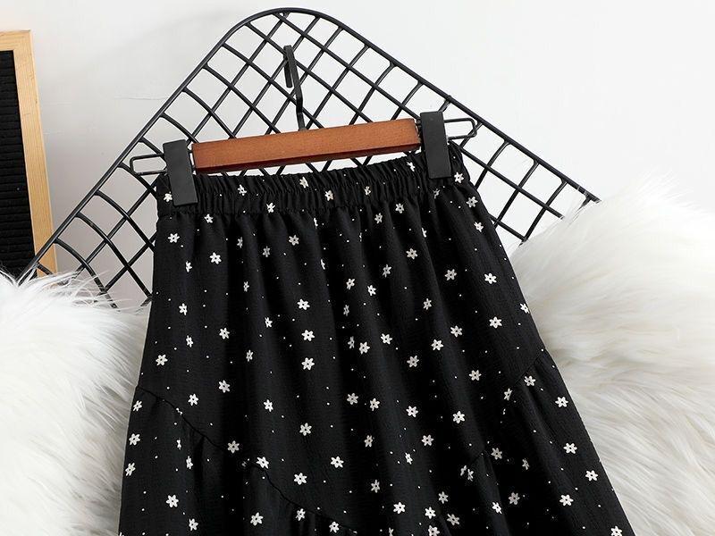 Платье миди с цветочным принтом и принтом в горошек большого размера - Женская летняя А-силуэтная юбка