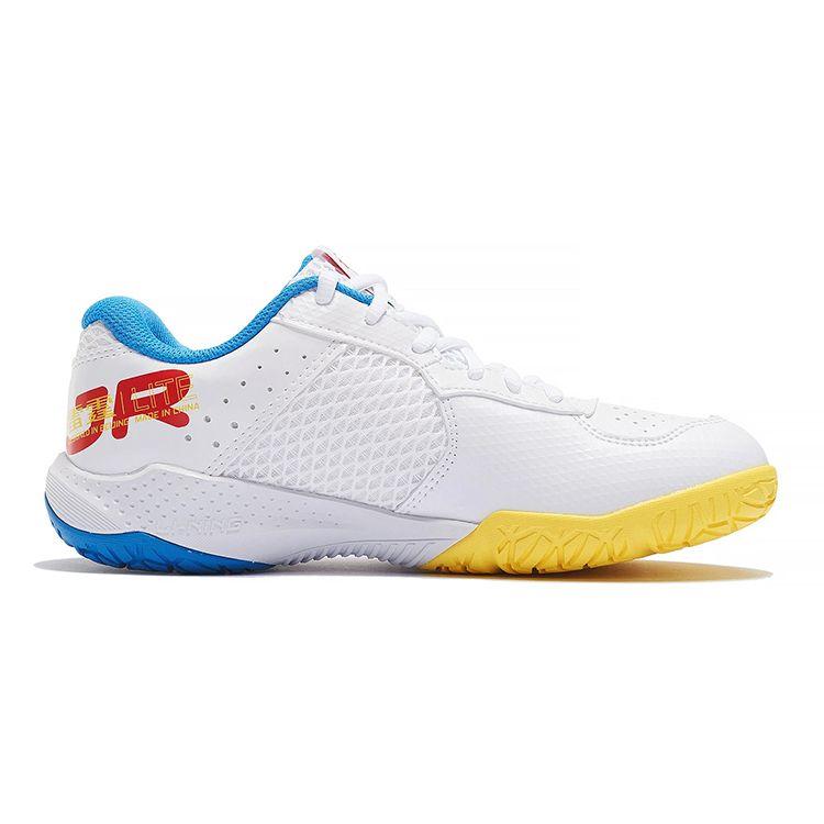 Li Ning Thunder Junior удобные прочные кроссовки для тренировок по бадминтону детская обувь белого и синего цвета AYTT014-6