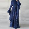Женское formalное макси-платье с круглым вырезом и длинными рукавами, облегающего кроя, со средней посадкой, из плиссированного шифона, вечернее платье для гостей на свадьбу, банкета, осенних официальных мероприятий